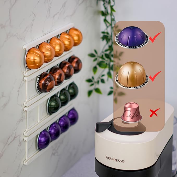 Adhesive Coffee Pod Holder for Nespresso VertuoLine, Holds 20 Capsules - Image 2