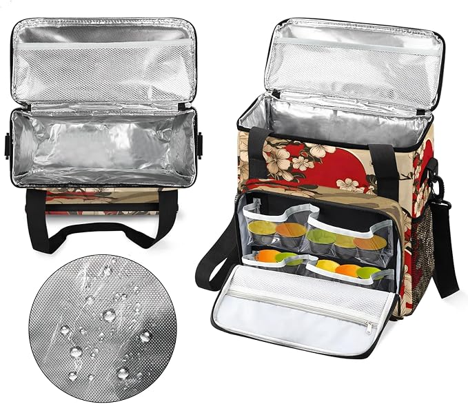 Cherry Flower Coffee Maker Carring Bag, Large Insulated Storage Organizer Case - Image 3