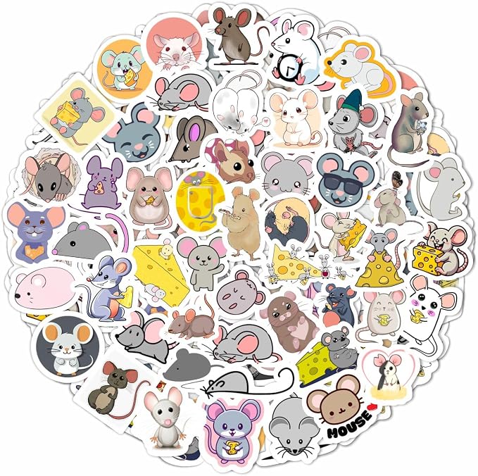 100Pcs Mouse Stickers for Water Bottle and Laptop by BulbaCraft