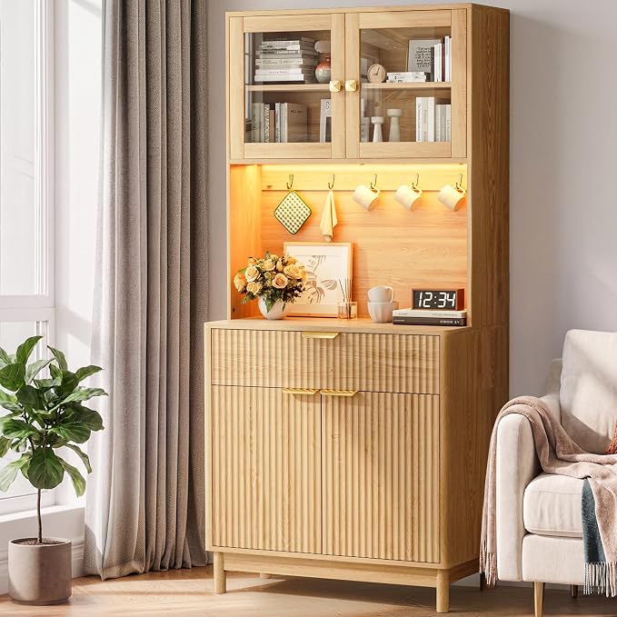 70'' Fluted Kitchen Pantry Cabinet - Image 9