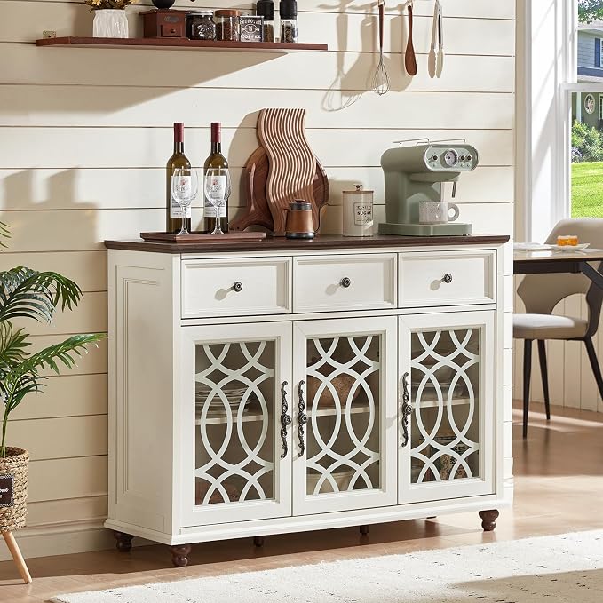 Joaxswe Farmhouse Sideboard Buffet Cabinet Set of 2 - Image 2