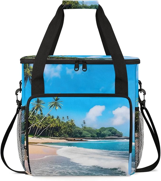 Tropical Beach Coffee Maker Carring Bag, Large Insulated Storage Organizer Case by Home