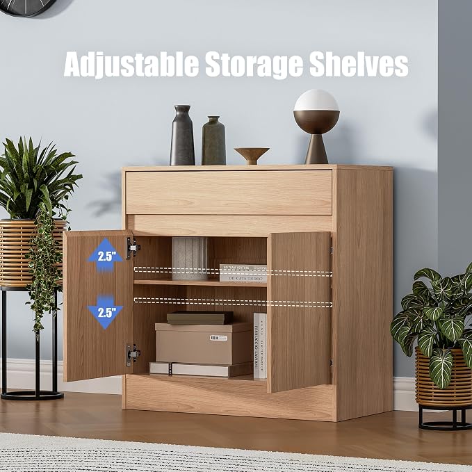 Housoul Buffet Cabinet with 2 Doors and Drawer, Coffee Bar Cabinet with - Image 3