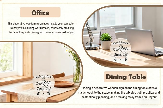 Coffee Desk Decor Sign, Farmhouse Wood Plaque, It Is Coffee Time Wood Sign - Image 5