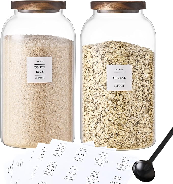 2 PCS Large Glass Jar With Lid，Glass Food Storage Jars by Unknown