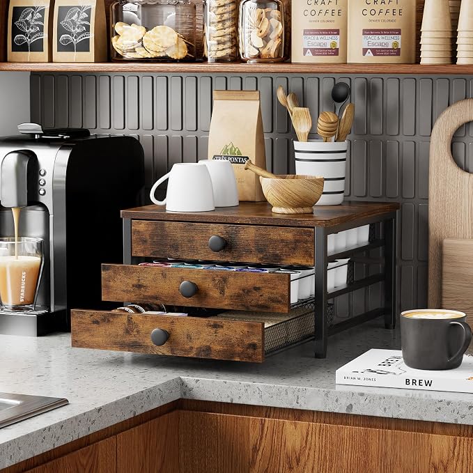 Coffee Pod Holder for Countertop, 3 Tier K Cup Holder Drawer, Coffee Bar - Image 7