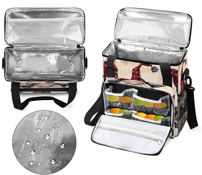 Christmas Gnome Coffee Maker Carring Bag, Large Insulated Storage Organizer - Image 3
