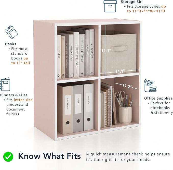 Homes: Inside + Out Apexa 4-Cube Storage Organizer Shelves, Stackable Wood - Image 6
