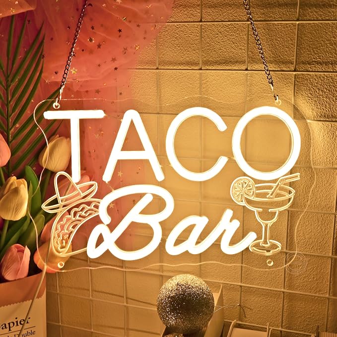 Britrio Taco Bar Neon Sign Tacos Theme Birthday Wedding Party Decor Backdrop - Image 4