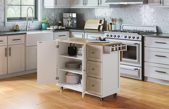 Homestyles Dolly Madison Off-White Mobile Kitchen Island Cart - Image 3