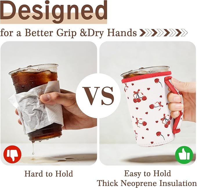 KJQJLY 3 Pack Reusable Iced Coffee Sleeves - Image 3