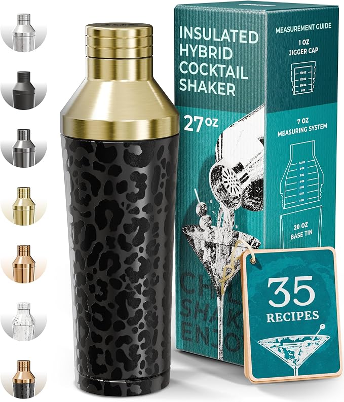 BARE BARREL Insulated Cocktail Shaker Set | Double Wall Stainless Steel | by BareBarrel