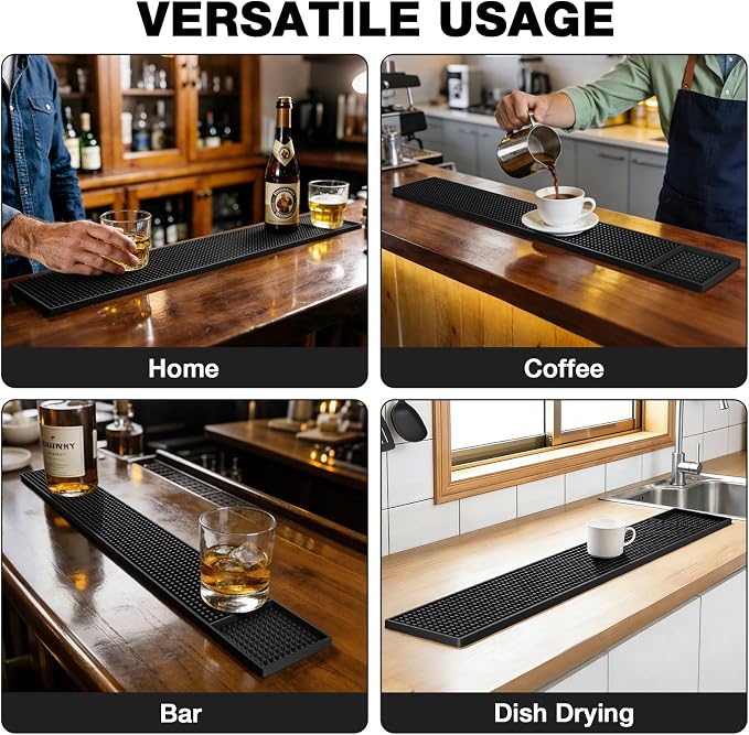 Facmogu 2PCS Rubber Bar Mats, 24x3 / 60x8cm Coffee Bar Countertop Spill Mats - Image 8