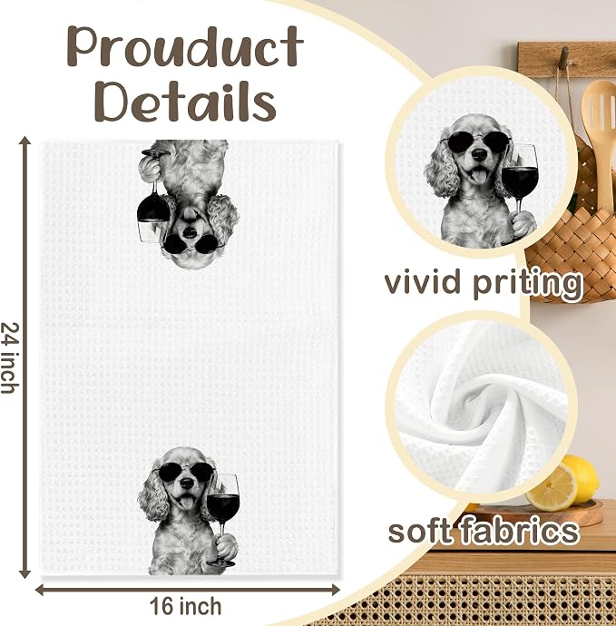 Funny Cocker Spaniel Kitchen Towels Set of 2, Dog Kitchen Bar Accessories - Image 6