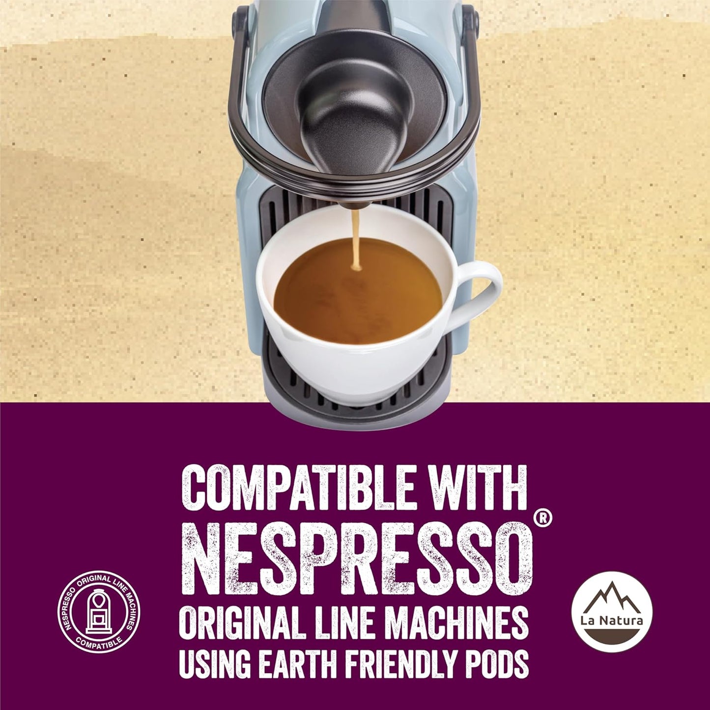 La Natura Lifestyle Beauty Coffee Pods - Lungo Roast European-Style with Biotin, Zinc & Selenium for Hair, Skin & Nails Health - Compostable Nespresso Original Line Compatible Capsules - Pack of 60