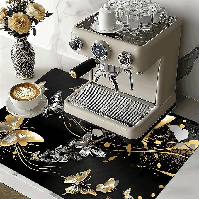 Black Gold Butterfly Stove Top Cover 28.3 x 20.5 Inches, Heat Resistant Glass - Image 2