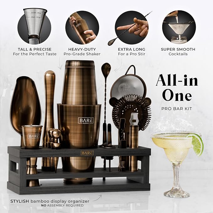 BARE BARREL® Mixology Bartender Kit Bar Set | 16-Piece Cocktail Shaker Set | - Image 2