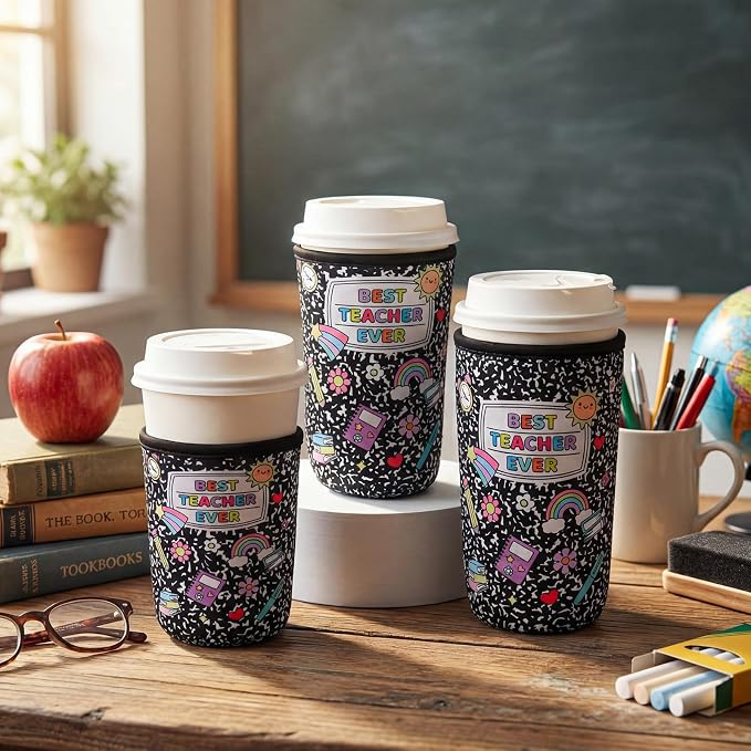 FoldTier 3 Pcs Teacher Appreciation Gifts Teachers Cup Sleeves Iced Coffee - Image 2