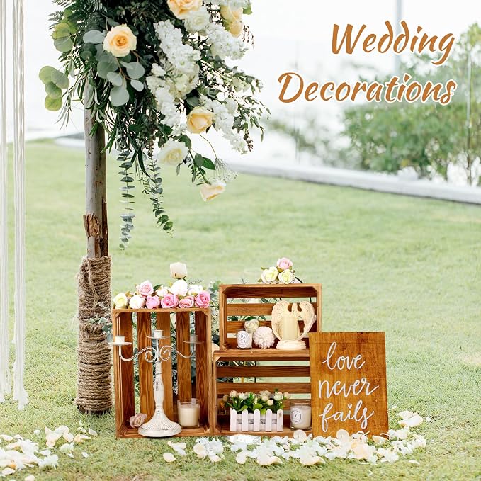 BOBOKA Set of 6 Decorative Wood Crates Nesting Storage Container, 6 Size - Image 5