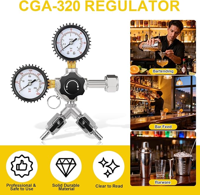 Dual Output CO2 Regulator for Kegerator 0-60psi Beer Keg Regulator 0-3000psi - Image 9