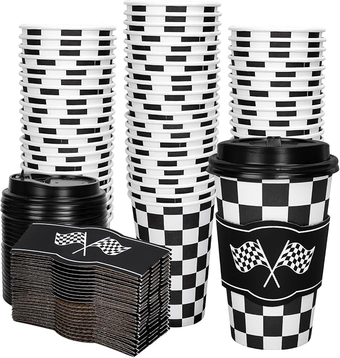Whaline 50 Set Race Car Disposable Coffee Cups by Whaline