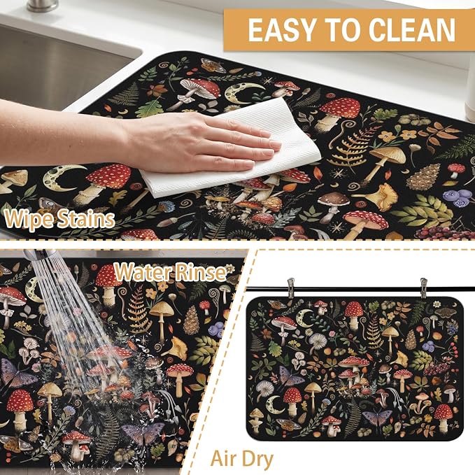 Dish Drying Mat Kitchen Countertop, Super Absorbent Coffee Bar Mat - Image 4