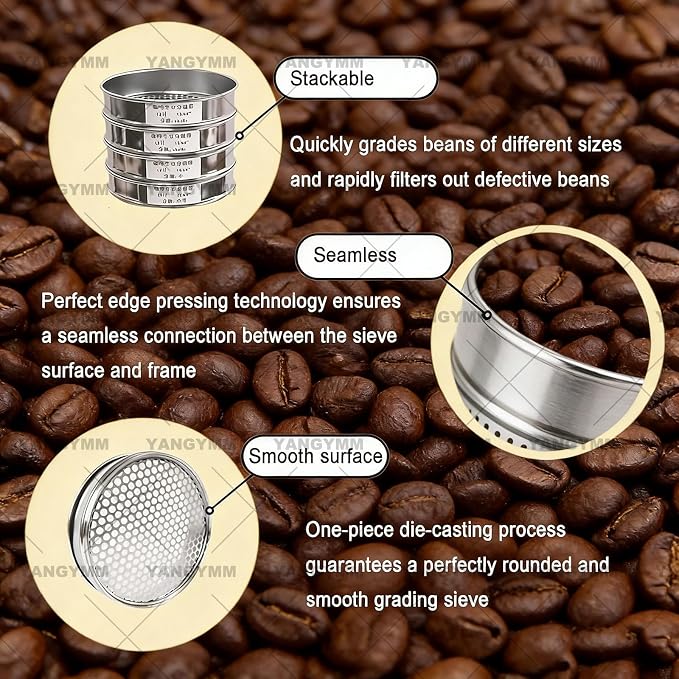 10-Layer Coffee Bean Grading Sieve, 8 Inch Stainless Steel Sifter, Precision - Image 5