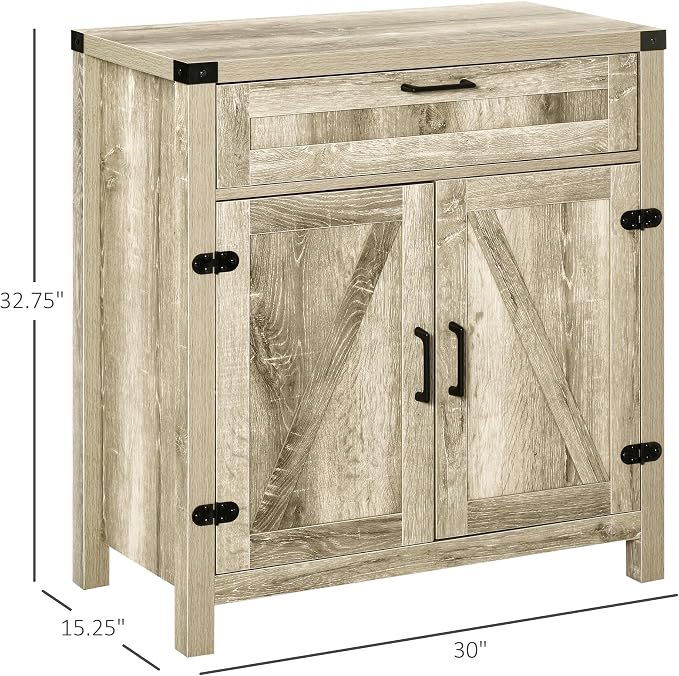 HOMCOM Sideboard with Storage Drawer, Modern Farmhouse Kitchen Cabinet with 2 - Image 3