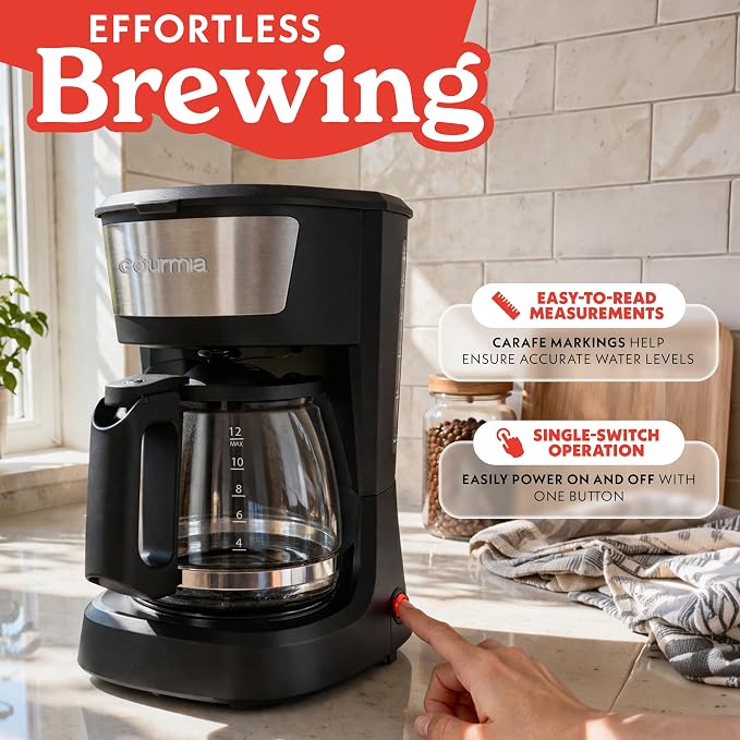 Gourmia 12 Cup One-Touch Coffee Maker – Pause and Serve - Image 3