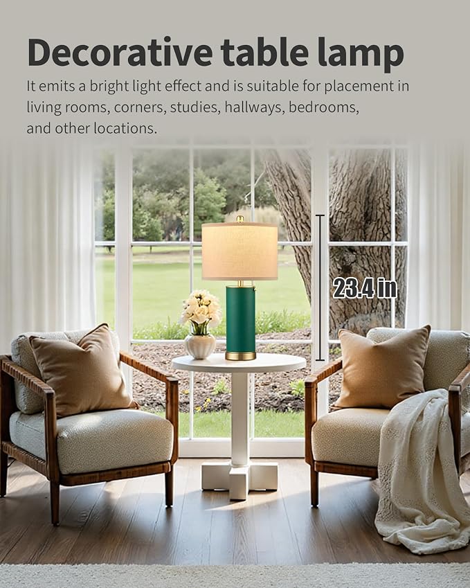 KDG 23.4" Green PU Leather Table Lamps - Image 2