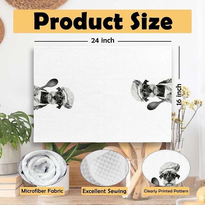 Funny Schnauzer Kitchen Towels Set of 2, Dog Kitchen Accessories, Dog Chef Gift - Image 6