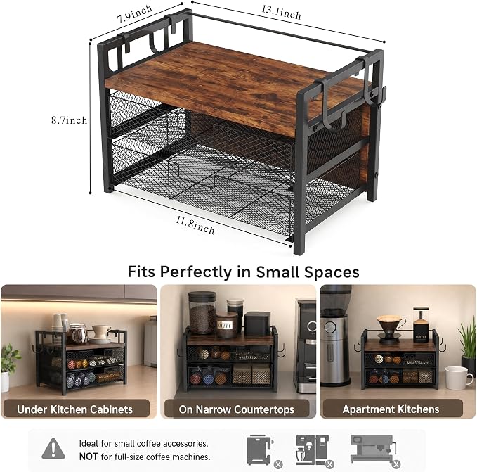 Coffee Station Organizer, Countertop Coffee Bar Holder - Image 3