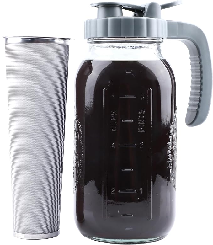 Cold Brew Coffee Maker 64 OZ Mason Jar Cold Brew Pitcher by MBSRITY