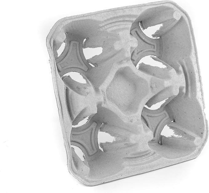EcoQuality Pulp Fiber Cup Tray Biodegradable 4 Cup Carrier 75 Count Compostable - Image 3