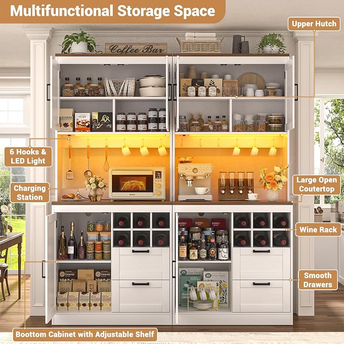 Unikito 72" Tall Pantry Cabinet, Kitchen Pantry Storage Cabinet - Image 3