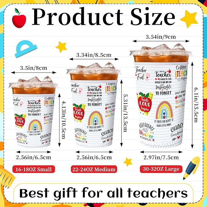 FoldTier 3 Pcs Teacher Appreciation Gifts Teachers Cup Sleeves Iced Coffee - Image 2