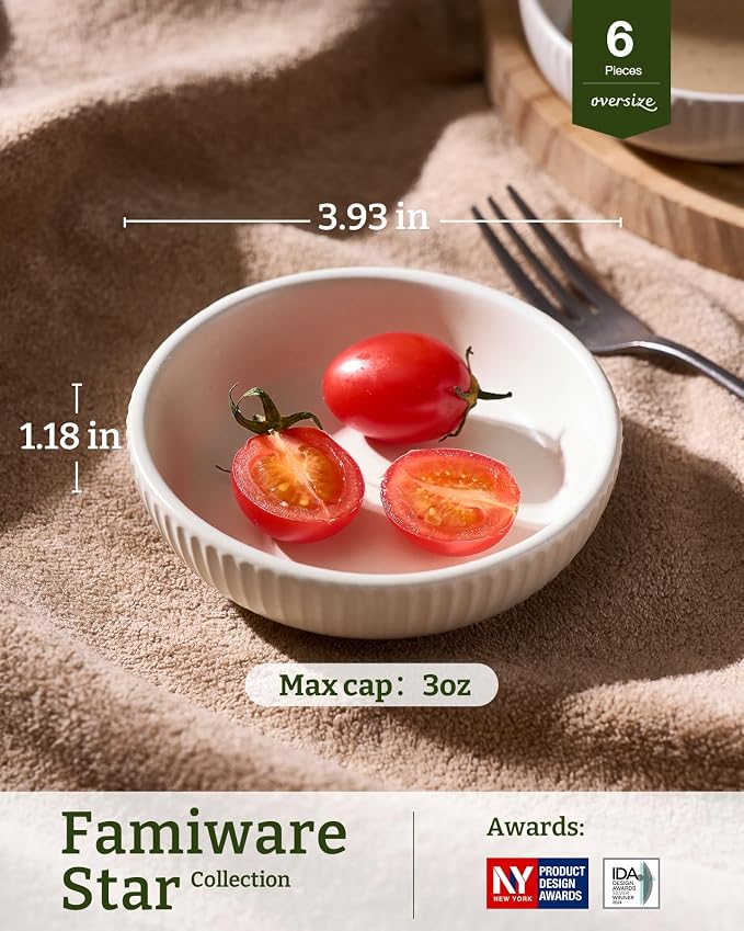 famiware Starlight Soy Sauce Dish Ceramic Dipping Bowls Set of 6, 3 oz - Image 4