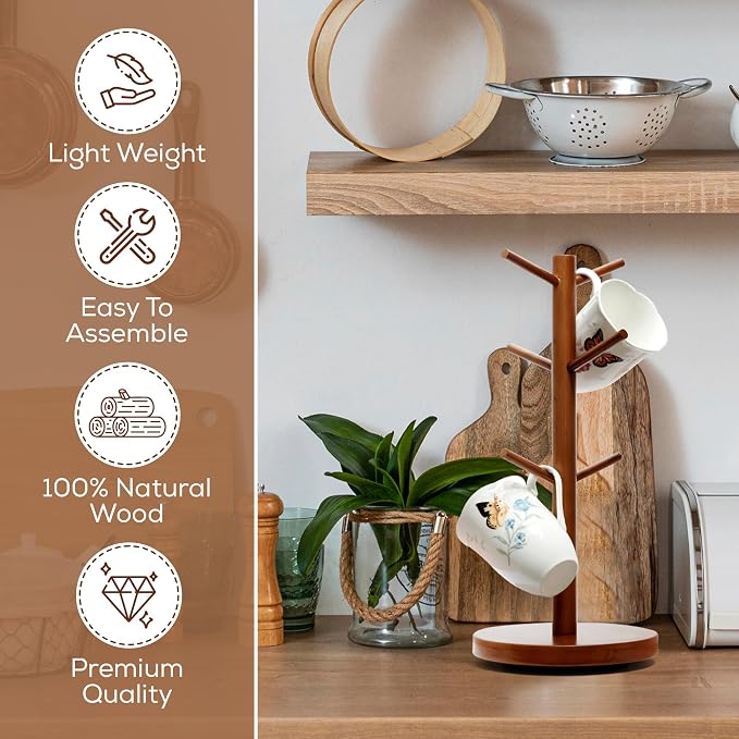Rotating Wooden Coffee Mug Holder - Image 2