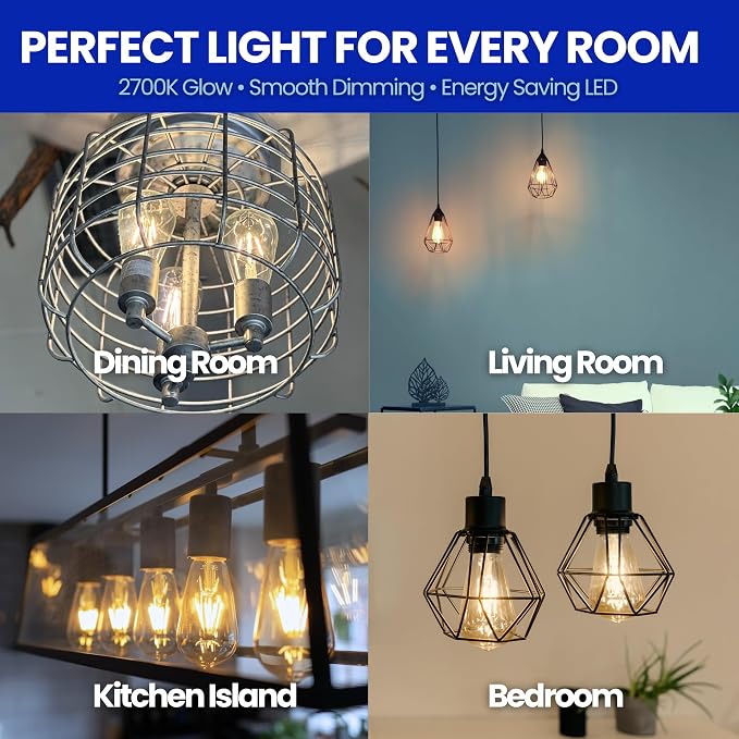EcoBright ST19 LED Edison Bulbs, 60W Equivalent, 9W Dimmable, E26 Base - Image 5