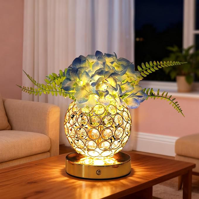 Blue Artificial Hydrangea Flower Lamp, 3 Color Dimmable Touch Control Night - Image 8