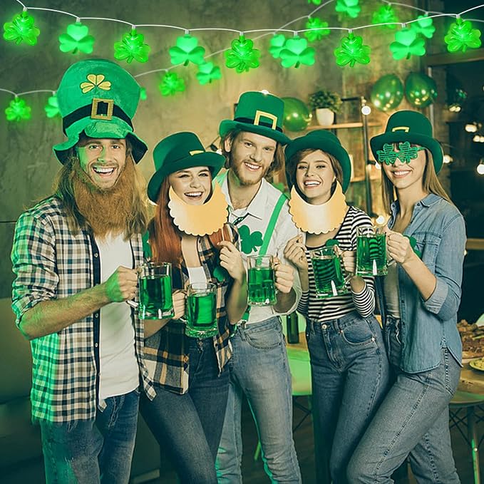 8.5Ft LED St Patricks Day Lights Shamrock Lights Plug in Lucky Shamrock String - Image 3