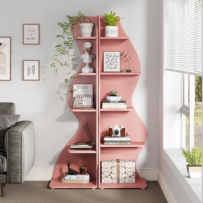 Tribesigns Corner Shelf, Modern 5-Tier Wall Corner Bookshelf, Stylish Corner - Image 7