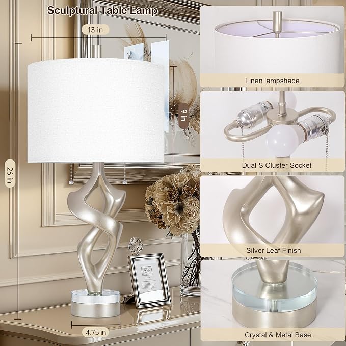 Scenekoy Sculptural Resin Table Lamp Set of 2 - Image 2