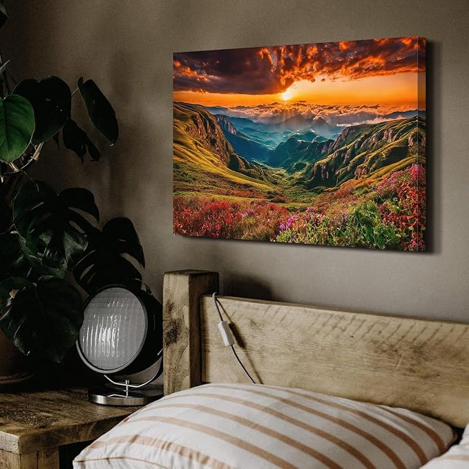 Sunrise Mountain Wall Art Great Smoky Mountain Canvas Prints Photo Living Room - Image 2