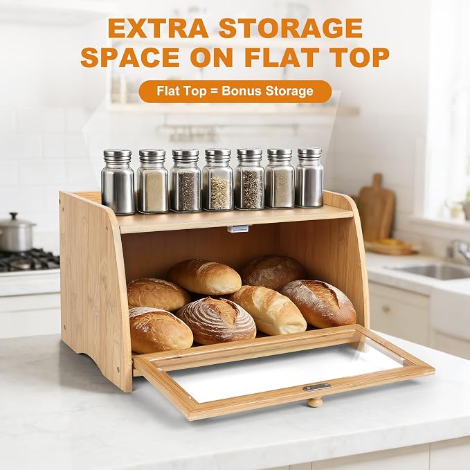 Bamboo Bread Box for Kitchen Counter - Image 2