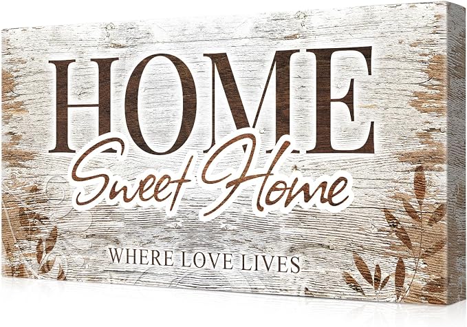 IPIC - Home Sweet Home Canvas Wall Art, Farmhouse Family Sign Wall Decor by IPIC