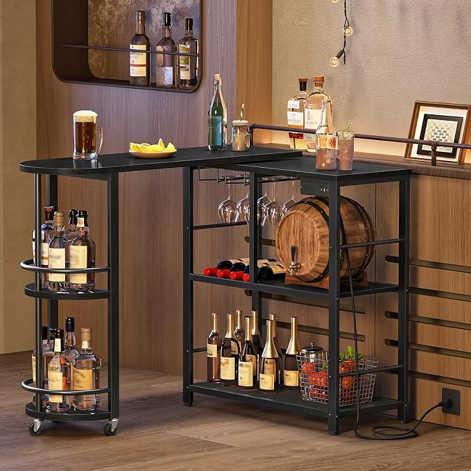 HOOBRO L-Shaped Bar Table, Home Bar Unit by HOOBRO