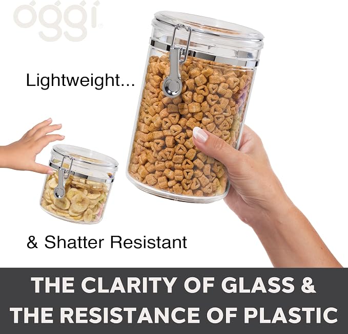 Oggi Clear Canister with Clamp Lid, 28 oz - Image 4