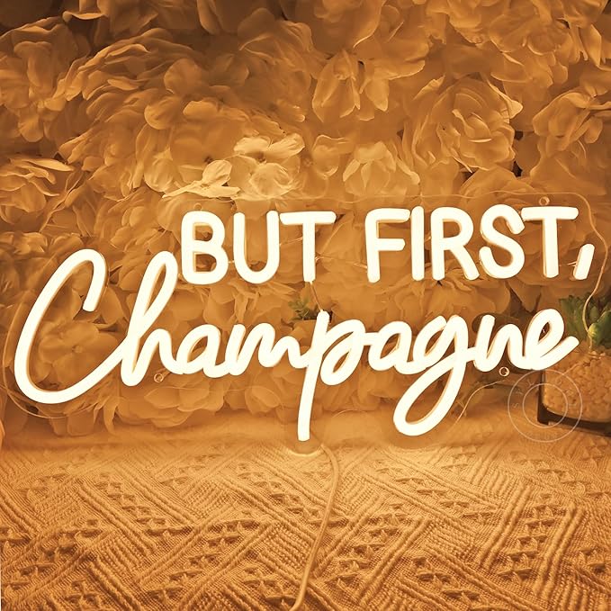 SYLHOME But First Champagne Led Neon Light Sign Home Bar Kitchen Man Cave Pub by SYLHOME