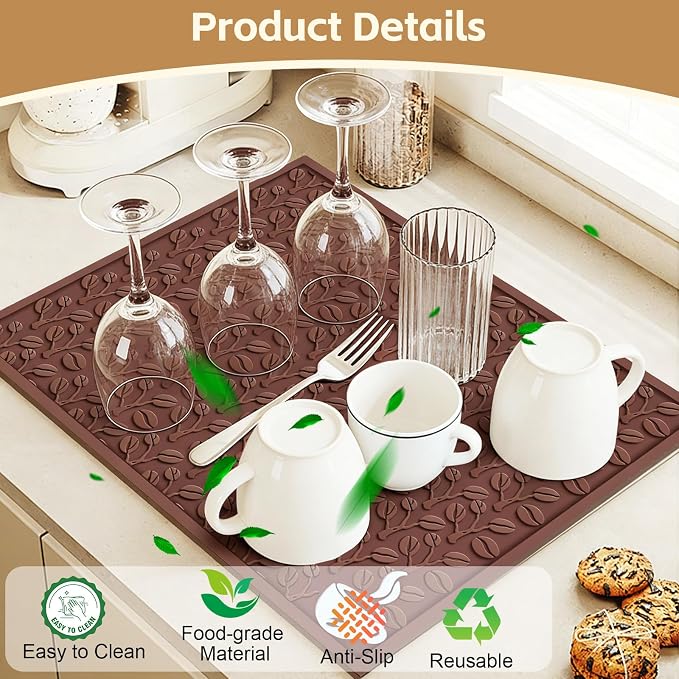 Coffee Bar Mat, 3D Coffee-Bean Pattern Pad - Image 6
